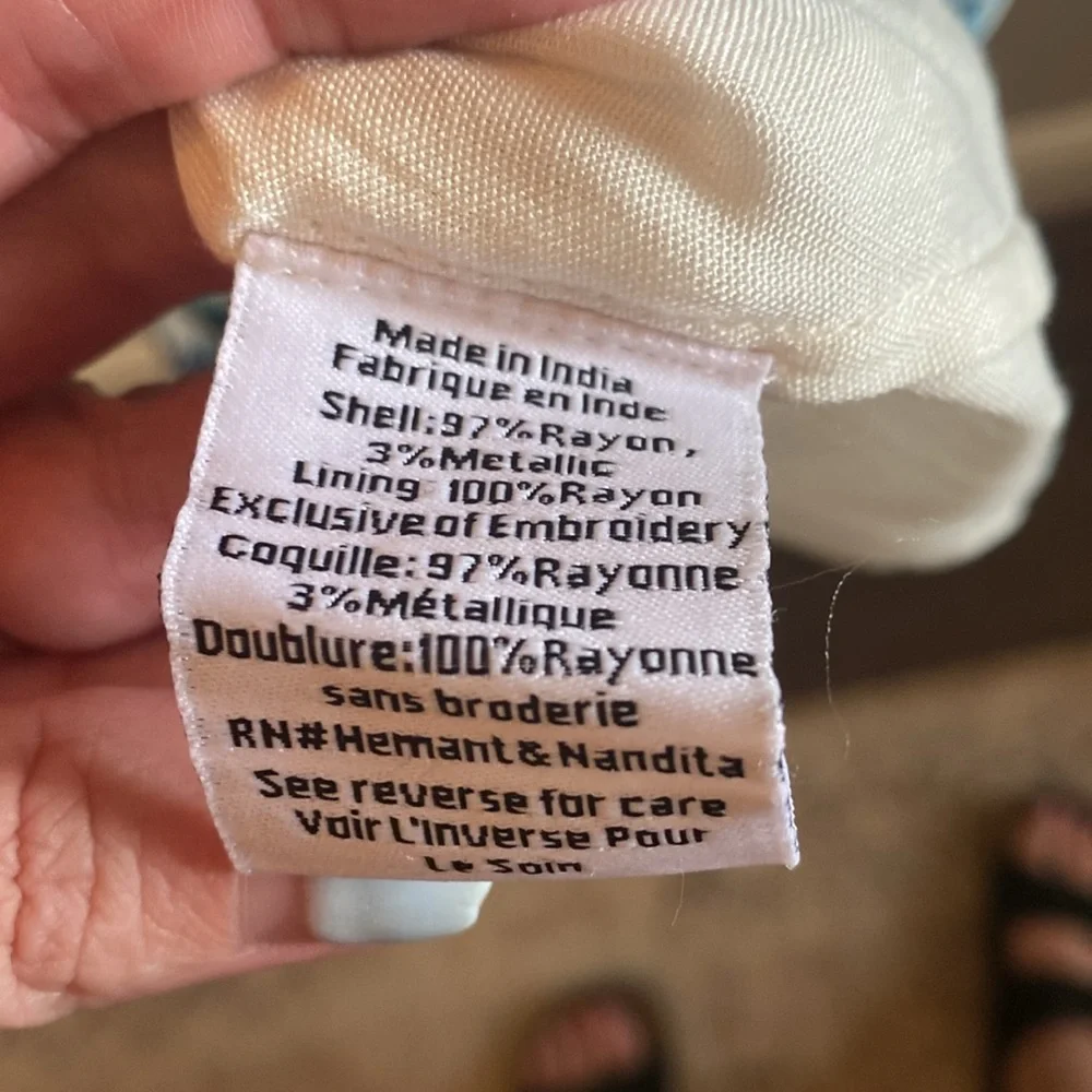 HEMANT & NANDITA Blue and White Ruffled Tiered Dress/NWT - Picture 12 of 12